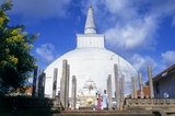 Ruvanvelisaya Dagoba was built by King Dutugemunu (r. 161 - 137 BC).<br/><br/>

Anuradhapura is one of Sri Lanka's ancient capitals and famous for its well-preserved ruins. From the 4th century BC until the beginning of the 11th century AD it was the capital. During this period it remained one of the most stable and durable centers of political power and urban life in South Asia. The ancient city, considered sacred to the Buddhist world, is today surrounded by monasteries covering an area of over sixteen square miles (40 km²).
